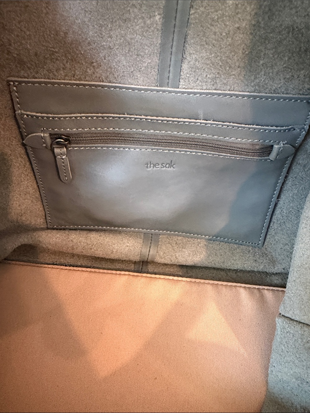 The Sak Leather Hobo Shoulder Bag in Denim with Tan Handle - Picture 3 of 5